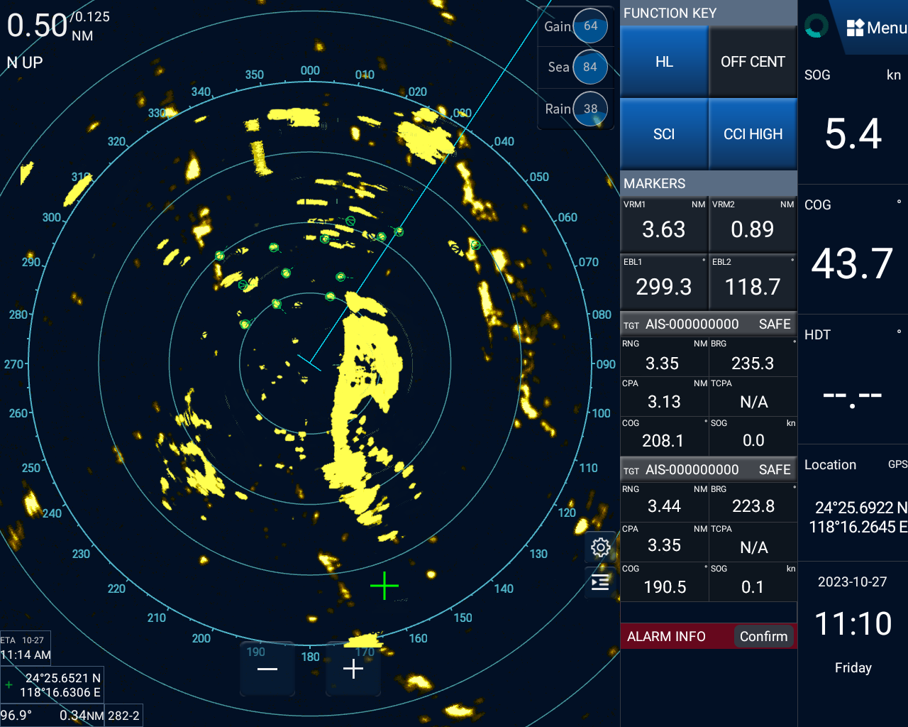 XN-6618 radar echo display