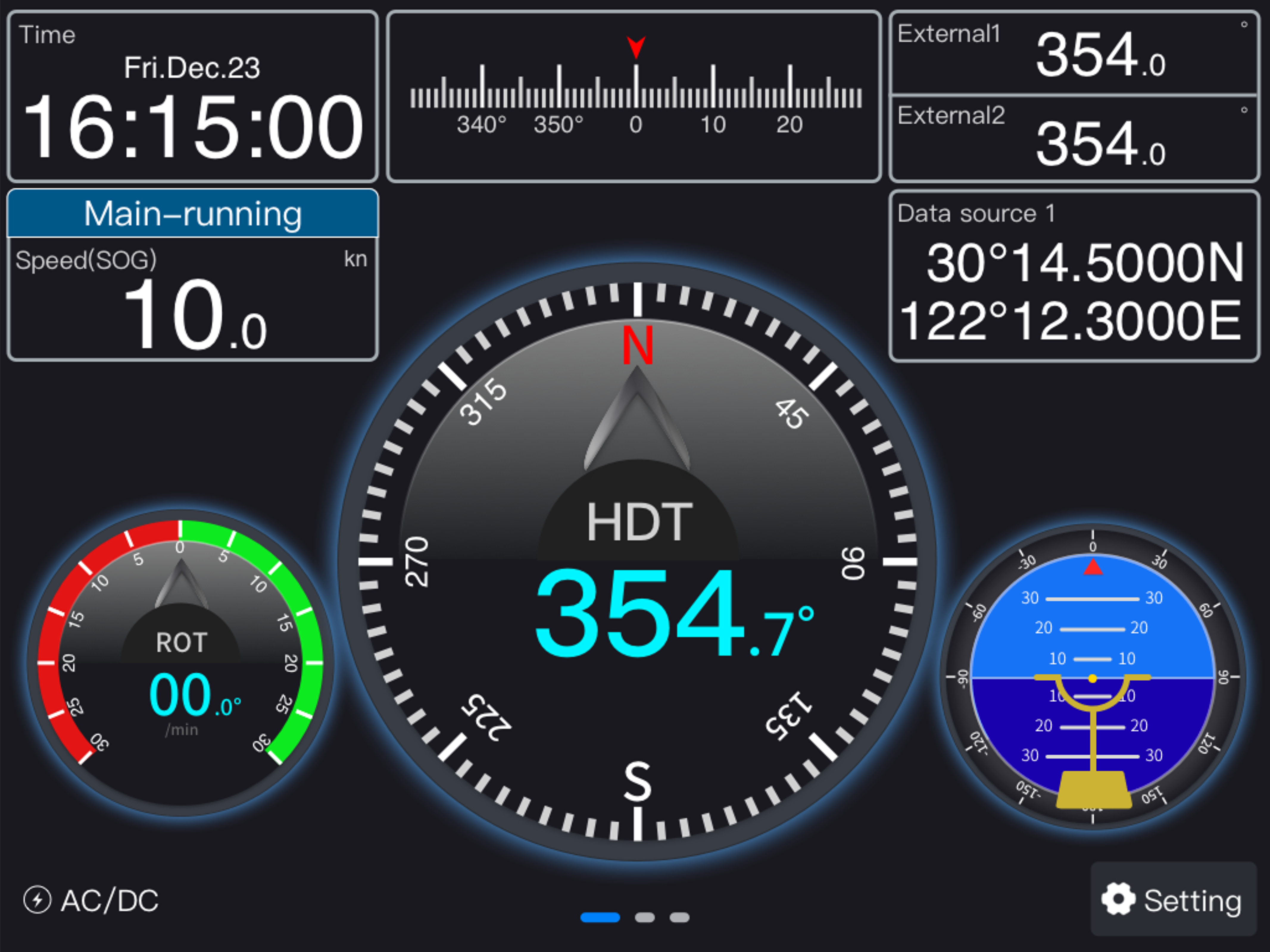 XSC-510 primary heading display interface