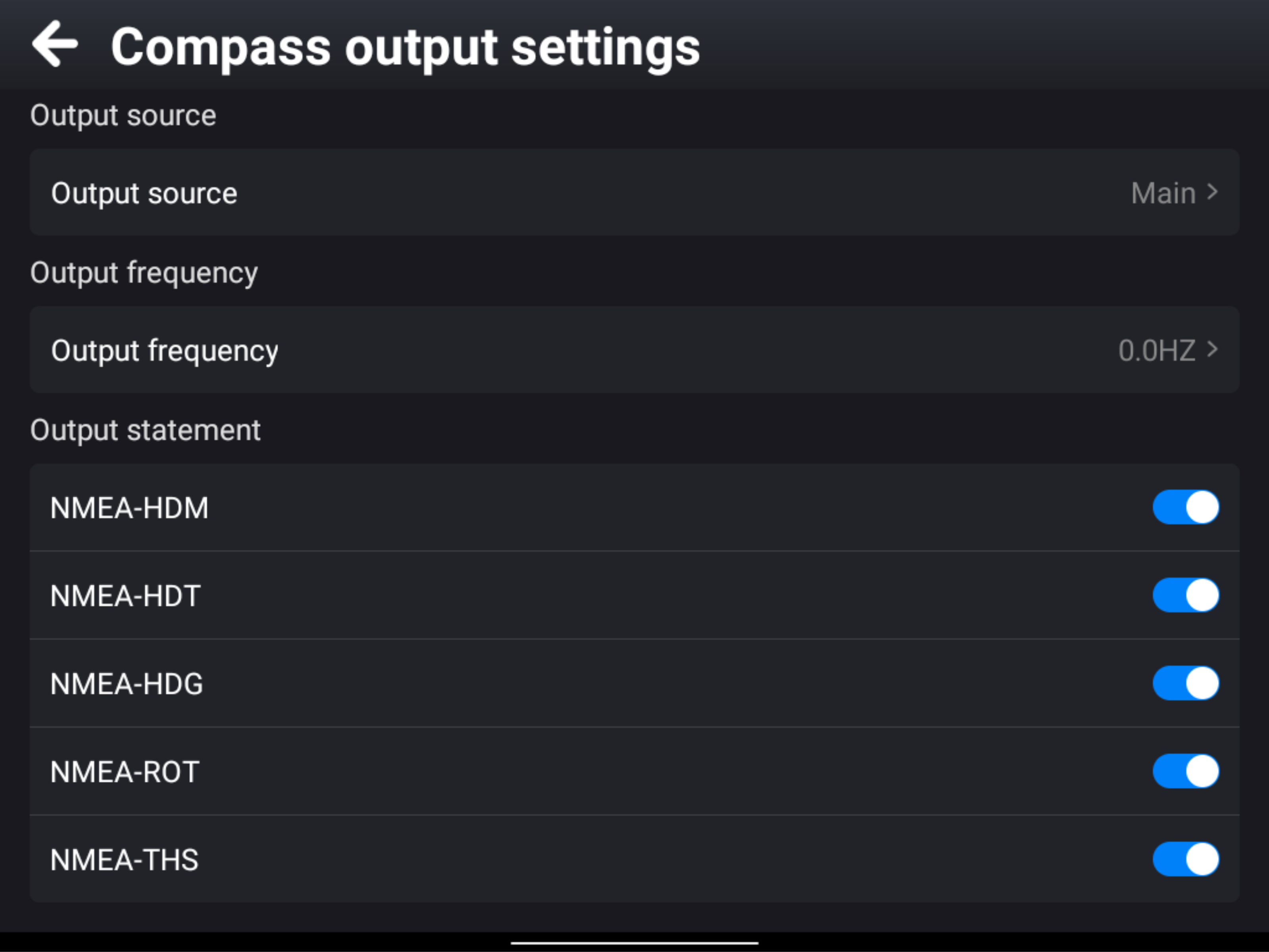 XSC-510 compass output sentence settings